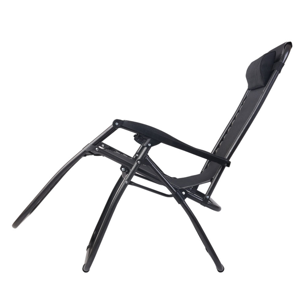 Gardeon 2PC Zero Gravity Chair Folding Outdoor Recliner Adjustable Sun Lounge Camping Black