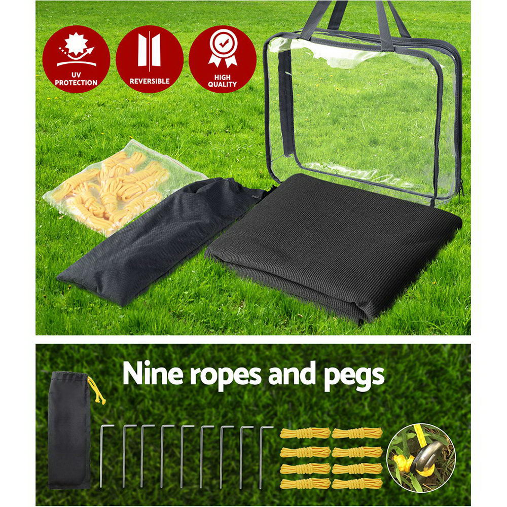Black Caravan Privacy Screen 1.95 x 2.2M End Wall or Side Sun Shade Roll Out