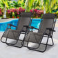 Gardeon 2PC Zero Gravity Chair Folding Outdoor Recliner Adjustable Sun Lounge Camping Grey