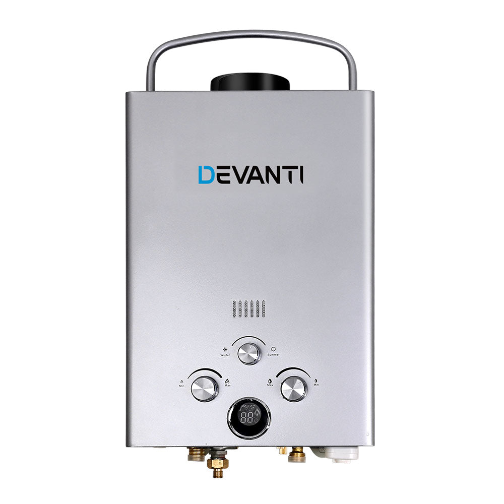 Devanti Outdoor Portable Gas Water Heater 8LPM Camping Shower Silver