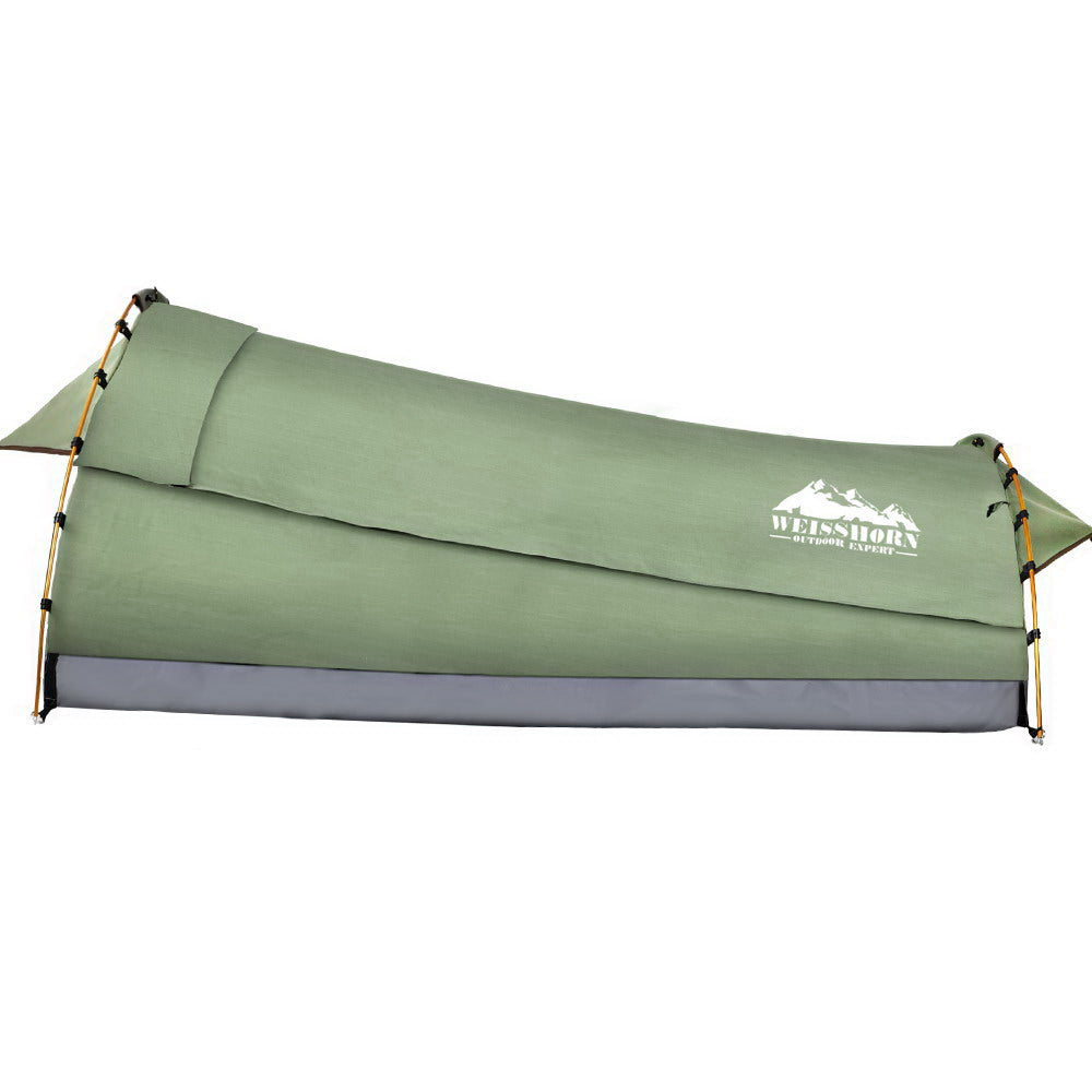 Weisshorn Double Swag Camping Swags Canvas Tent Deluxe Celadon With Mattress