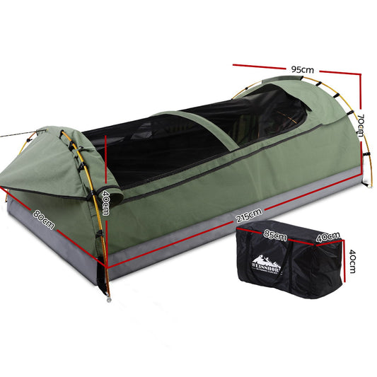Weisshorn Swags King Single Camping Swag Canvas Tent Deluxe With Mattress