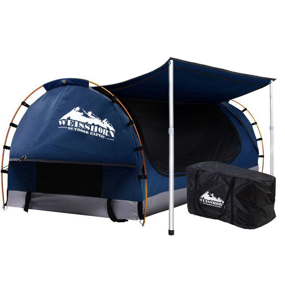 Weisshorn Double Swag Camping Swags Canvas Free Standing Dome Tent Dark Blue