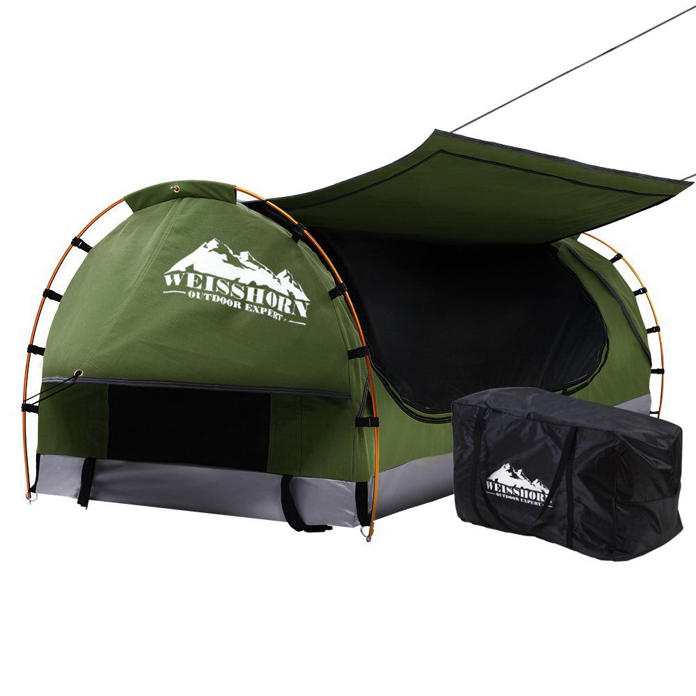 Weisshorn Swag King Single Camping Swags Canvas Free Standing Dome Tent Celadon