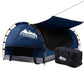 Weisshorn Swag King Single Camping Swags Canvas Free Standing Dome Tent Dark Blue with 7CM Mattress